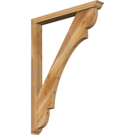 Ekena Millwork Olympic Traditional Rough Sawn Bracket w/ Offset Brace, Western Red Cedar, 4"W x 32"D x 44"H BKT0402X32X44OLY01RWR